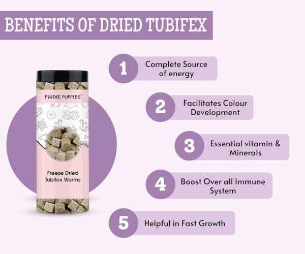 Foodie Puppies Freeze Dried Tubifex Worms – 40g Cubes - Image 2