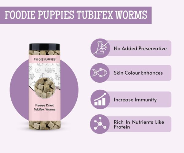 Foodie Puppies Freeze Dried Tubifex Worms – 40g Cubes - Image 3